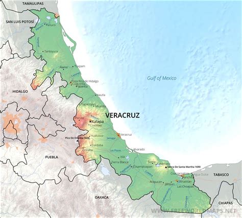 veracruz mexico map with regions